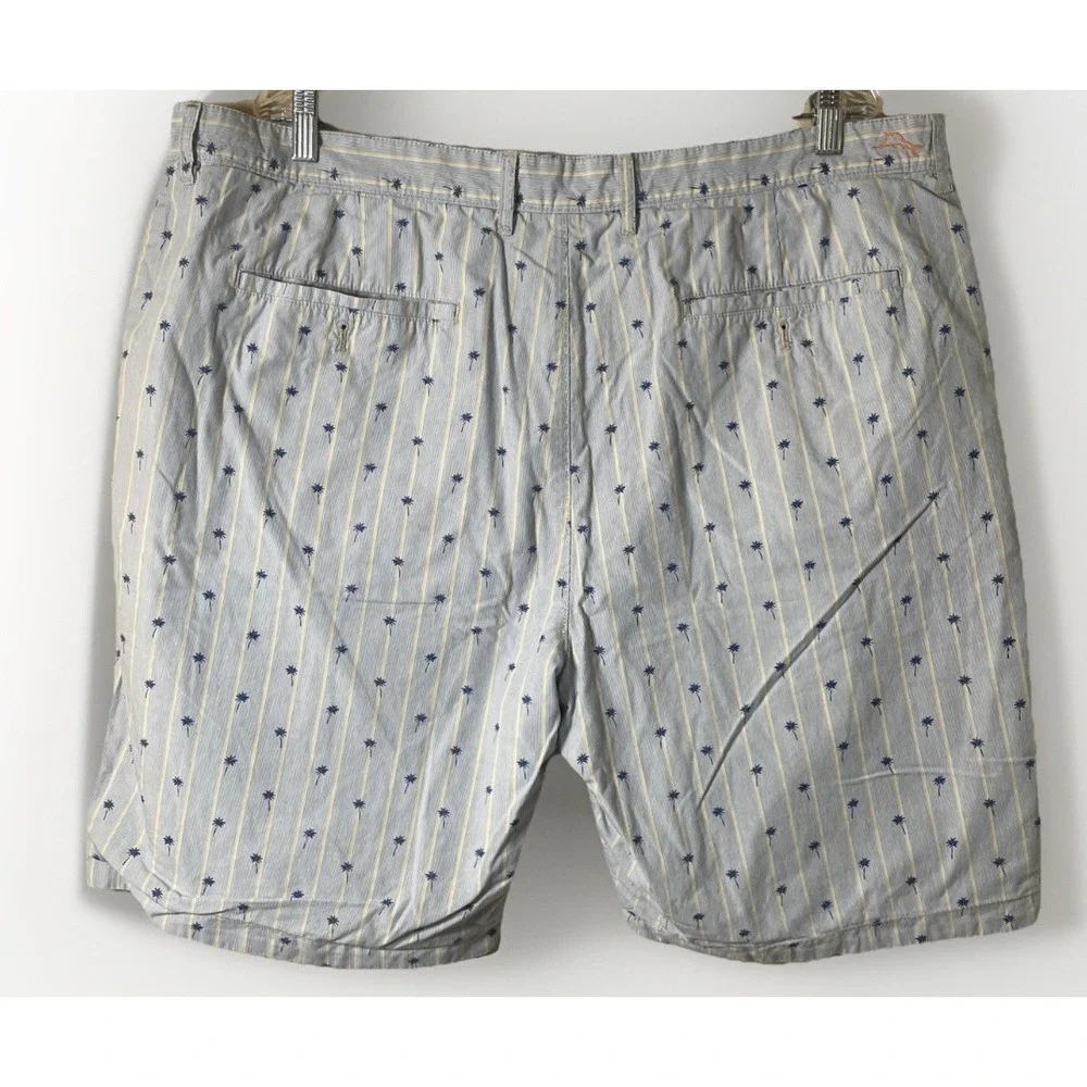 Tommy Bahama Shorts Mens 42 X 10 Blue Green Plaid Palm Trees Reversible